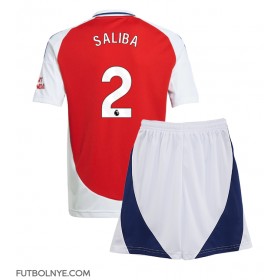 Camiseta Arsenal William Saliba #2 Primera Equipación para niños 2024-25 manga corta (+ pantalones cortos)